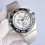 Omega Constellation Doule Eagle 43mm 9100 Movement Black/White Face Silver Strap Watch